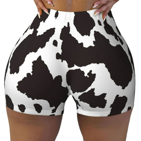 Workout Shorts Women  Cow Skin 2 Biker Shorts for Women Running Gym Spandex Shorts Tummy Control