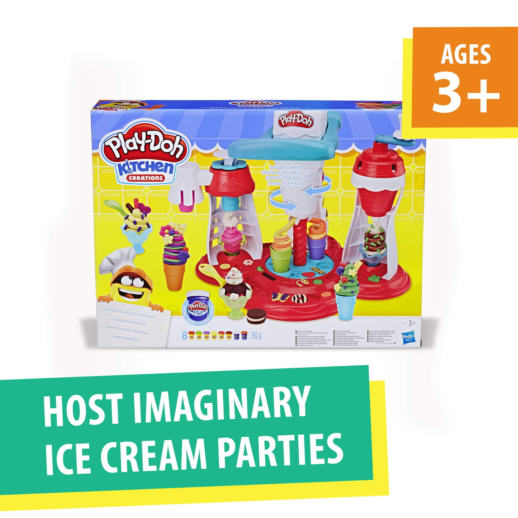 Kitchen Creations Ice Cream Party Playset Playdough Tool Set for Toddlers,  Kitchen Creations Ice Cream Maker Machine Playdough Kit With 12pc  Colorations Dough for Kids Boys and Girls Dough Birthday for Kids