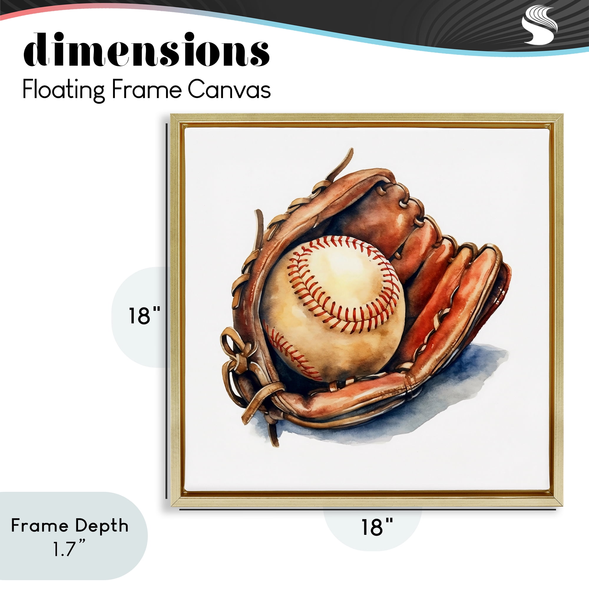 Stupell Industries Glove & Ball in Leather Gold Framed Floater Canvas Wall Art, design by Creative Studio