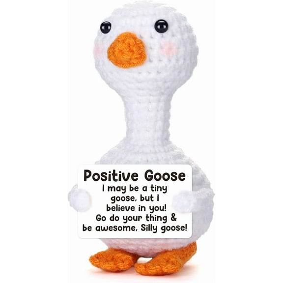 Auckpure Mini Goose Positive Crochet Animal Boss Day Gifts for Women Boss Lady, Birthday Gifts for Teen Girl Daughter Sister Her Friend Halloween Christmas White Elephant Gift Emotional