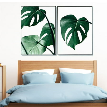 Meigar Nordic Green Plant Leaf Canvas Painting Wall Art Print Picture for Living Room, Black And White, (Best Black And White Paintings)