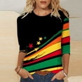 thumbnail image 1 of Fridja Chemises en Solde pour Femmes Manches 3/4 Col Rond Hauts Femmes Printemps Été Décontracté Ample Rayé Imprimé Blouses de Plage Vacances (Multicolore,m), 1 of 5