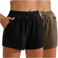 thumbnail image 1 of Plebaso 2 Pack Womens Sweat Shorts Casual Drawstring Running High Waisted Athletic Shorts with Pockets, 1 of 6