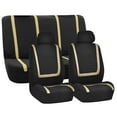 thumbnail image 2 of FH Group Car Seat Covers Beige Black Full Set for Auto w/Red Leather Steering Cover, 2 of 6
