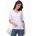thumbnail image 5 of Women's V-Neck Dolman Top - Short Sleeve Solid Color Blouse with Side Shirring Detail, Casual Loose Fit T-Shirt, 5 of 6
