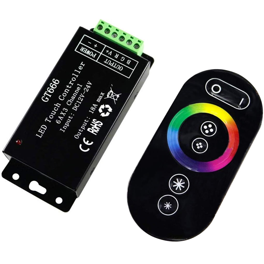 Converge Smuk batteri WREA DC12V-24V 6Ax3channel 18A RF Wireless Touch RGB Controller GT666 Touch  Panel RGB LED Controller Dimmer - Walmart.com