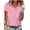 Pink, variant on Fsgntruao Women's Spring And Summer Stripe Printing Short-Sleeved Loose-Tee Shirt Lapel Top