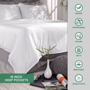 PURE BAMBOO Sheets Full Size Bed Sheets 4 Piece Set, Genuine 100% Organic Bamboo Viscose Derived, Soft & Cooling, Double Stitching, 16 Deep Pockets (Full, Birch)