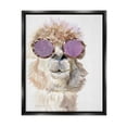 thumbnail image 2 of Stupell Industries Fluffy Alpaca Fun Purple Glam Sunglasses Portrait Painting Jet Black Floating Framed Canvas Print Wall Art, Design by Jennifer Redstreake, 2 of 5