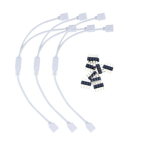 

NISHUNA 3PCS/Set RGB 1 to 2 LED Light Strip Remote Controller Light Bar Cable With 9PCS 4Pin Needle(White)