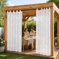 thumbnail image 6 of Lapalife Outdoor Sheer Curtains for Patio Waterproof, Detachable Sticky Tab Top Light Filtering Voile Drape, Weatherproof Privacy Screen for Porch/Pergola/Gazebo, 52 x 84 inch, White, 1 Panel, 6 of 7