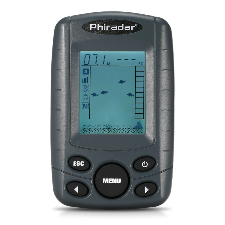 Phiradar Portable 2.4 inch LCD Fish Finder 240FT Depth Range Fishing Finder  with Wired Sonar Sensor Transducer