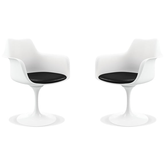 Aron Living Rose 18" Mid-Century Plastic and Metal Armchairs in Black (Set of 2)