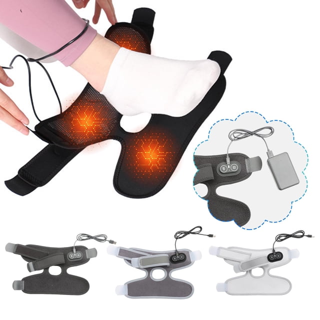 Sentmoon Support Chauffant pour Cheville 5V Fibre de Carbone Contrôle de Température Compresse Chaude Sangle Réglable Réutilisable Léger Respirant Thérapie pour Douleur à la Cheville Récupération Soulagement du Sport