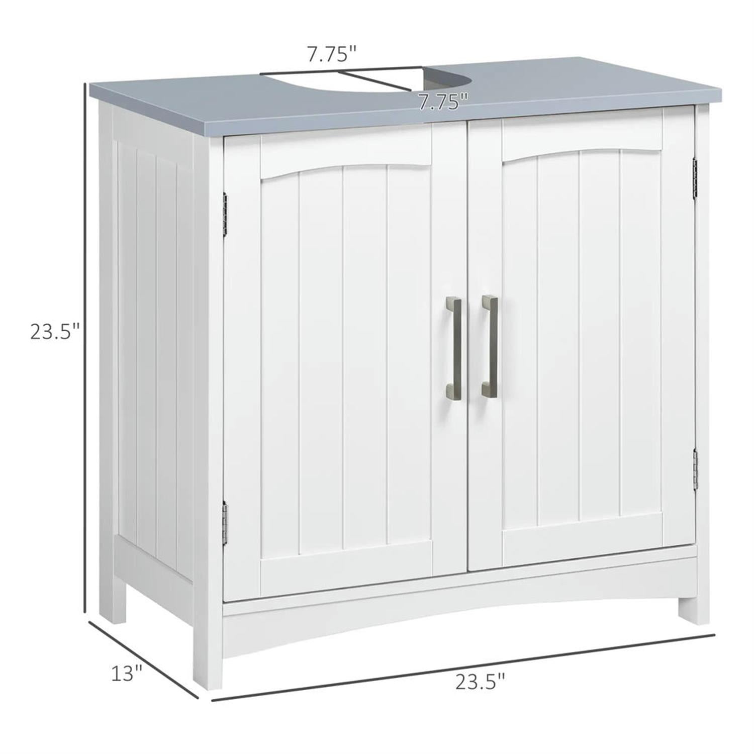 Demi Bonn 23" Modern Bathroom Vanity with U-Shape Cut-Out and Adjustable Shelf, Pedestal Sink 2-Door Cabinet, Under Sink Cabinet, White