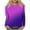 Purple, variant on Women's Fashion Printed Loose T-shirt Long Sleeves Blouse Round Neck Casual Tops