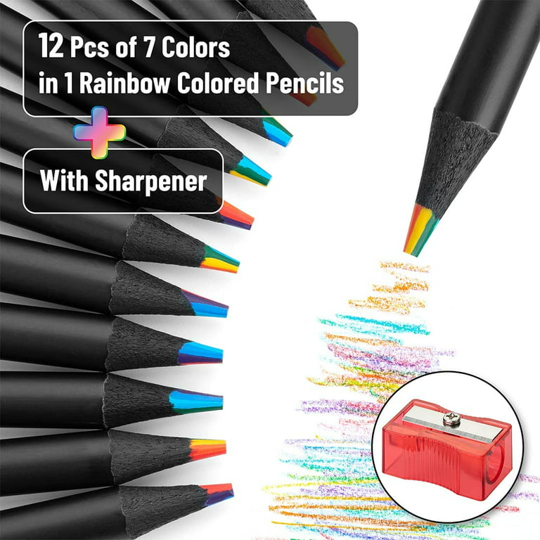  Showvigor Rainbow Pencils with Pencil Sharpeners, 10 Pcs Wooden Colored  Pencils for Kids,4 in 1 Color Pencil Set for Drawing, Coloring, Sketching  Drawing Stationery Gifts for Kids,Pre-sharpened : Toys & Games