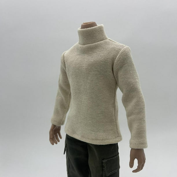 Suéter de figura a escala 1/6 suéter de manga larga de manga larga con estilo casual casual básica para figuras masculinas de 12 pulgadas Caqui