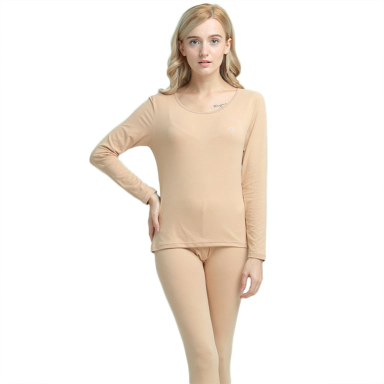 Nude women winter seamless thermal inner wear set warm tops+pants 2pcs suit  z48915