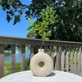 thumbnail image 3 of Modernist Infinity Ring Bud Vase, Beige Glazed, Matte Finish, Stoneware, O-Shape, 7.75 Inches, 3 of 6