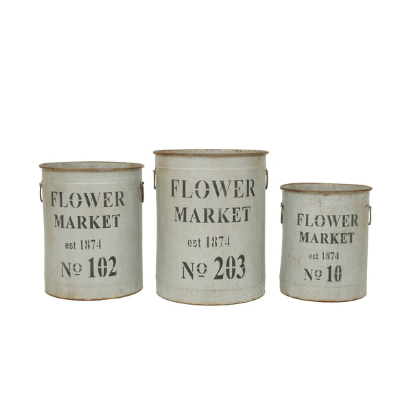Woven Paths Metal Flower Market Buckets Set