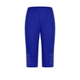 thumbnail image 6 of UVEASISHA Rhinestone Hem Capri Leggings for Women High Waisted Capris Yoga Cropped Pants 2025 Summer Workout Tights Blue XL, 6 of 6