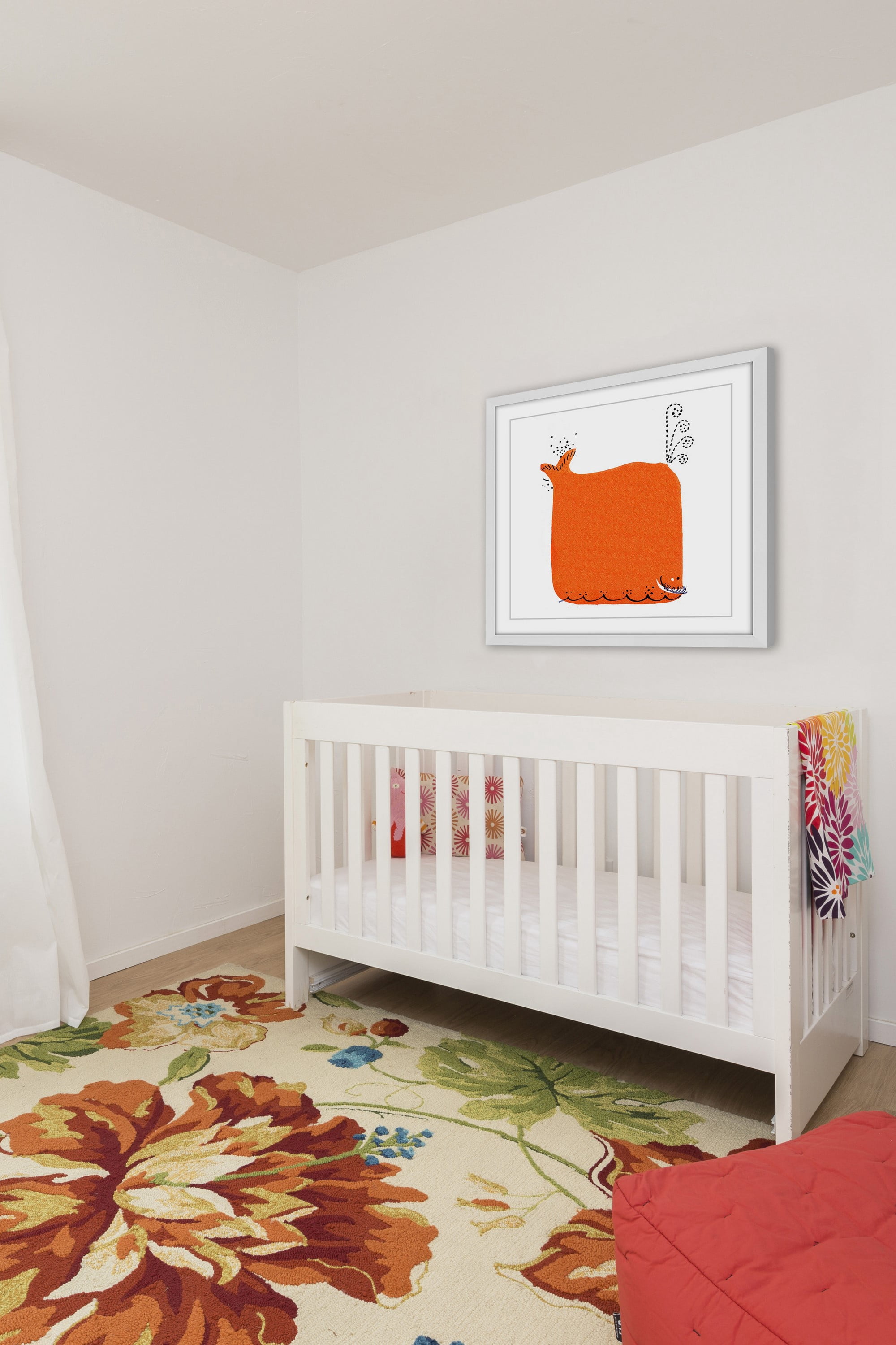 "Orange Whale" Framed Painting Print