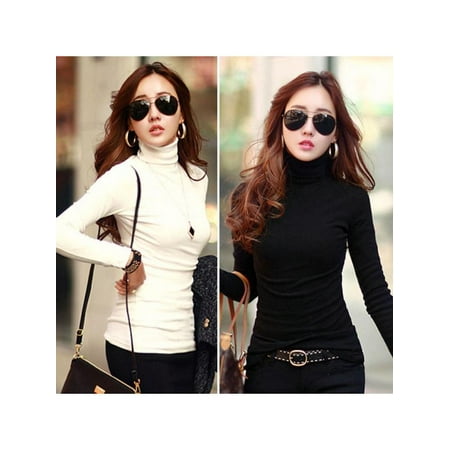 Topumt Women Turtleneck Soft Long Sleeve T-Shirt Stretch Cotton Base Shirts Tops Blouse