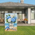 thumbnail image 3 of AMHNF Welcome Beach Theme Hydrangea Flowers Seashells Linen Garden Flag for Spring Summer Home Outdoor Garden Yard Door Decor 12x18 inch, 3 of 5