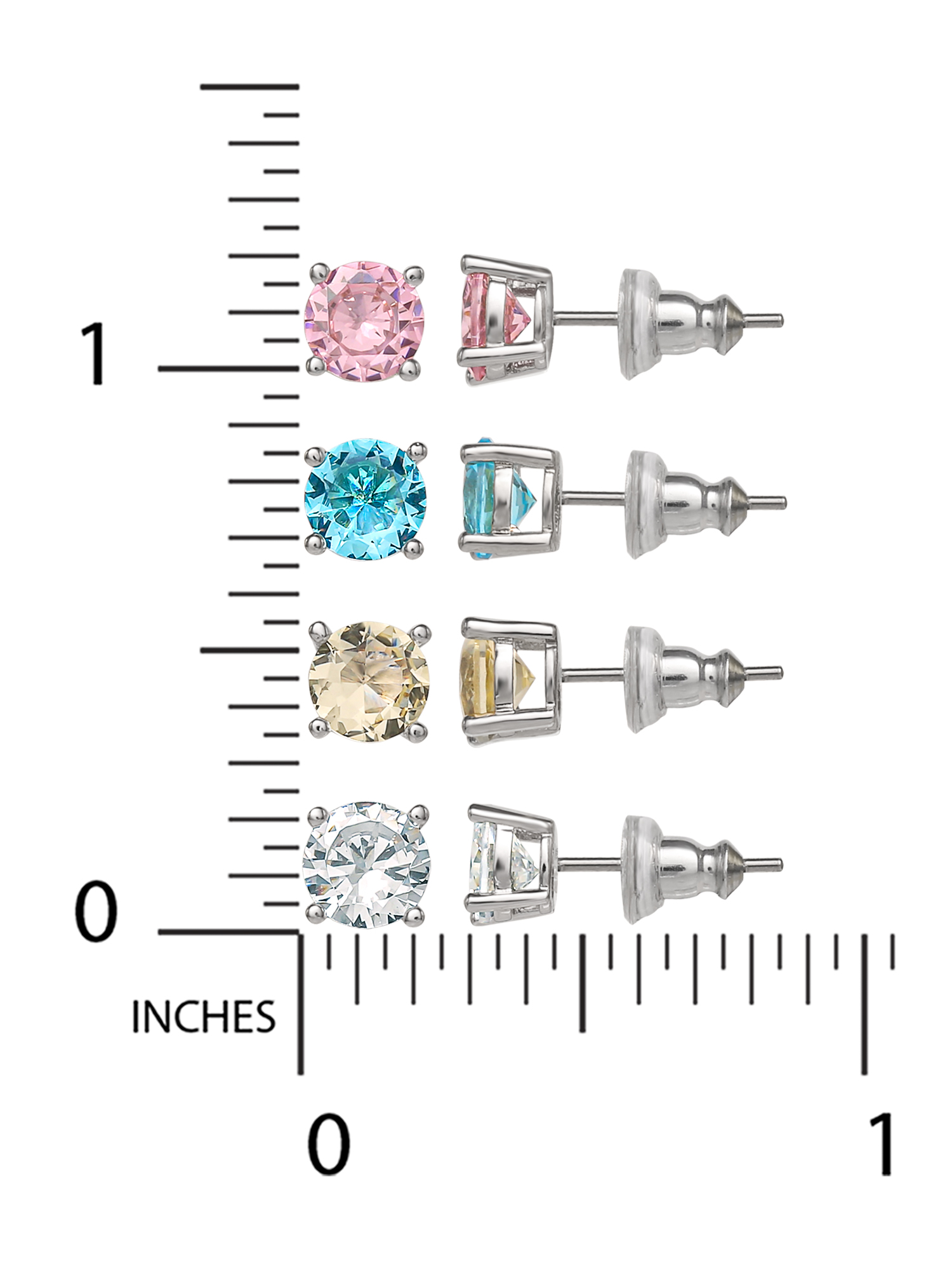 Believe by Brilliance Fine Silver Plated Cubic Zirconia and Glass Multi Colored Earring Set
