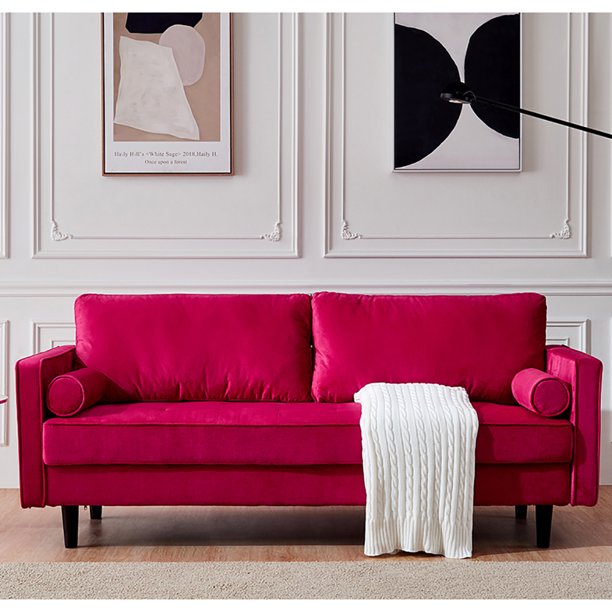 Kepooman MidCentury Modern Velvet Fabric Loveseat Sofa Bed for Living