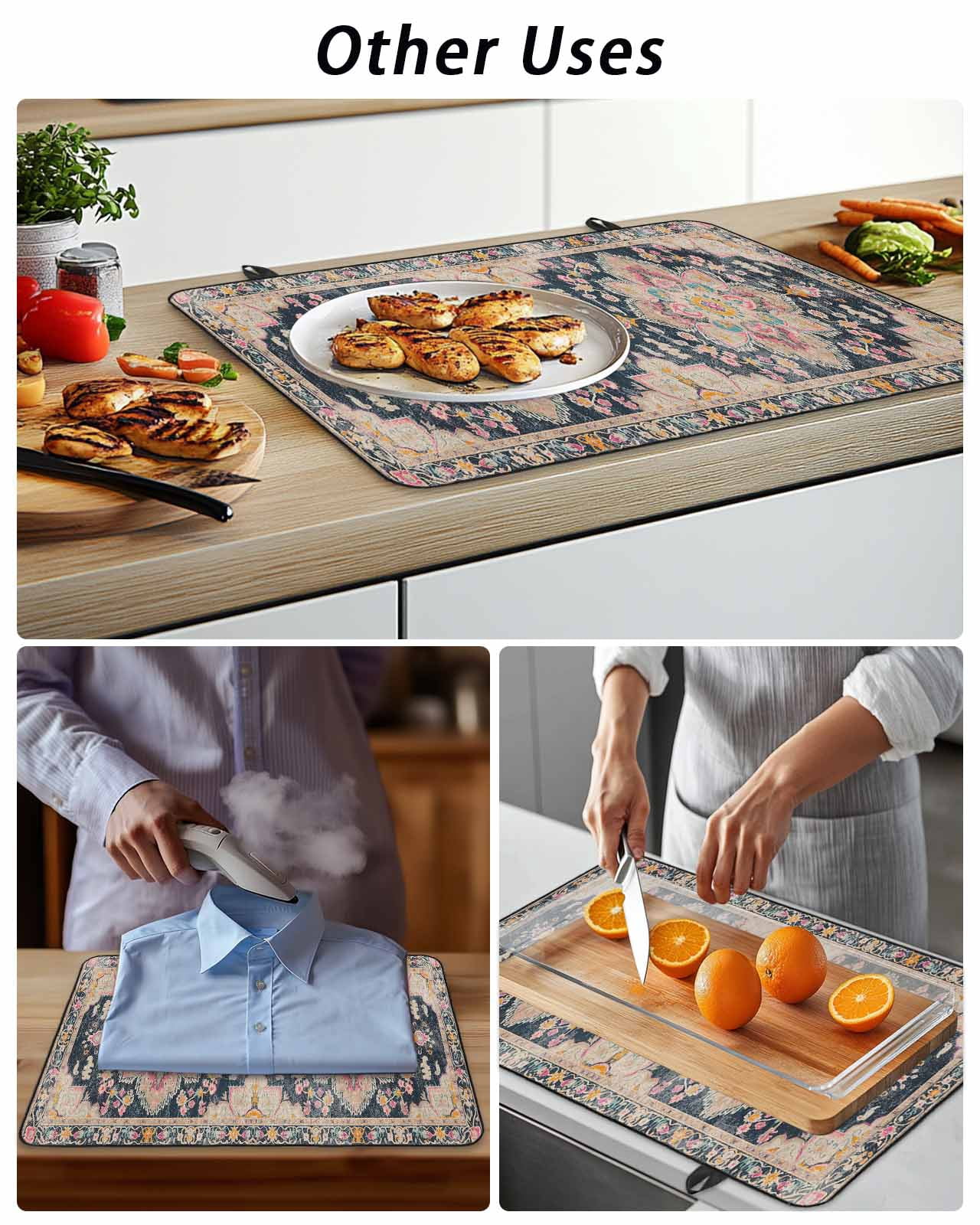 Stove Top Covers for Electric Stove, Vintage Boho Glass Stovetop Cover Protector, Middle Century Western Geometric Abstract Art Induction Cooktop Protector Oven Mat for Kitchen Countertop 24"x21"