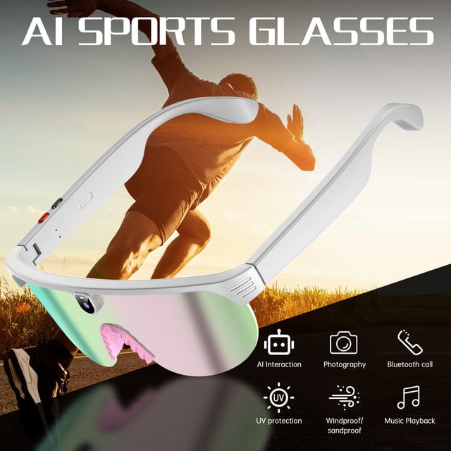 Smart Glasses With 8MP Camera HD Colour AI Smart Glasses Bluetooth Call Voice Assistant Control Smart Sunglasses