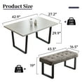 thumbnail image 2 of 3 Piece Dining Table Set with Bench, 42.9 Inch Modern Kitchen Table with Right Seat Corner Bench and 43.3 Inch Bench for Family Dining Room Furniture, 2 of 5
