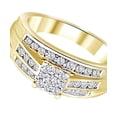 thumbnail image 2 of AFFY Round Shape White Natural Diamond Three Row Cluster Engagement Ring In 10k Yellow Gold (0.5 cttw) Ring Size-12, 2 of 2