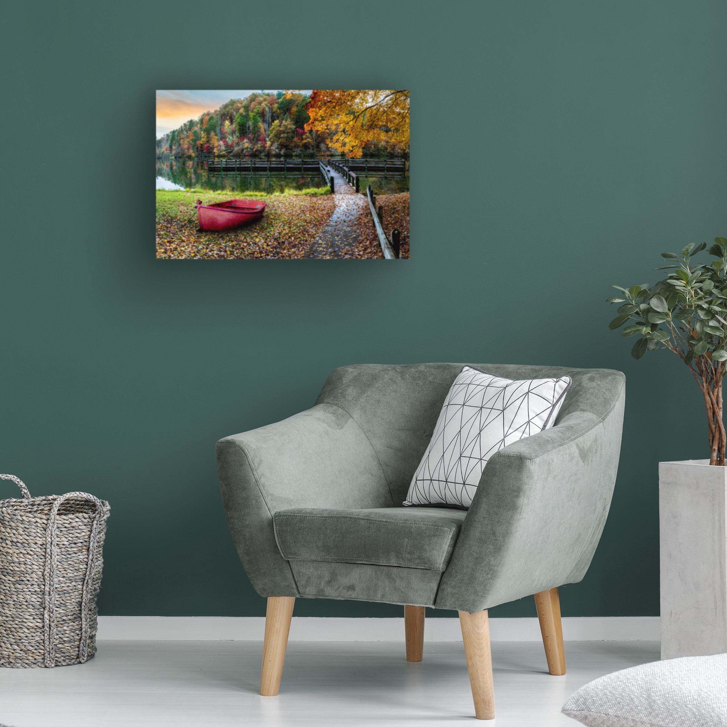 Celebrate Life Gallery 'Rowboat in the Fallen Autumn Leaves' Canvas Art