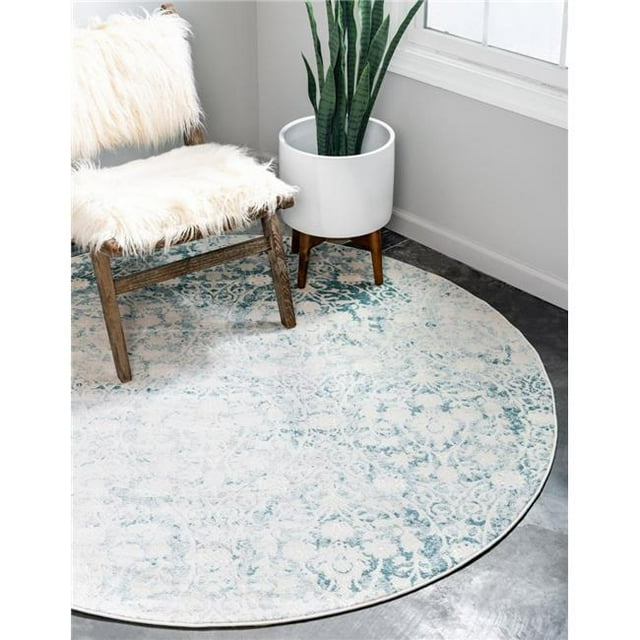 Unique Loom 3133047 Tapis Rond Classique 4 x 4 Pi., Bleu Clair