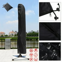 Patio Umbrella Cover Heavy Duty Waterproof UV Resistant Protective Sleeve With Zipper & Rod | Fits Cantilever Offset Outdoor Umbrellas | All-Season Black Oxford Fabric 22.4"x18.9"x9.8"