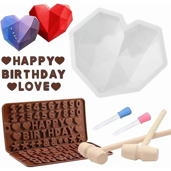 Set de Moldes de Corazón de Silicona DOSTK con Martillos y Moldes de Letras