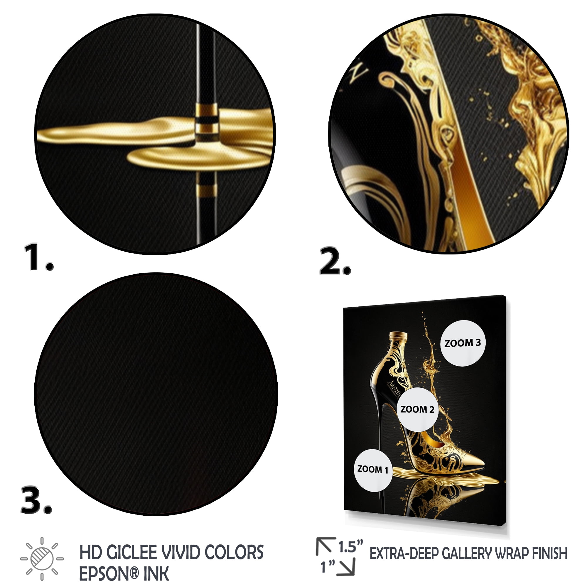 Designart Golden Drip High Heel Canvas Wall Art