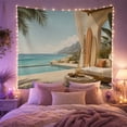 thumbnail image 2 of Ocean Waves Luxurious with Outdoor Patio Overlooking Tropical, Mystical Fantasy for Space Lovers, Galaxy Room Decor, Mother'S Day Gift, Tapestry Wall Hanging for Bedroom and Dorm, 2 of 7