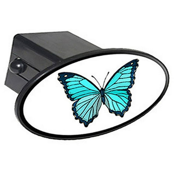 Butterfly Teal Blue 2" Oval Tow Trailer Hitch Cover Plug Insert