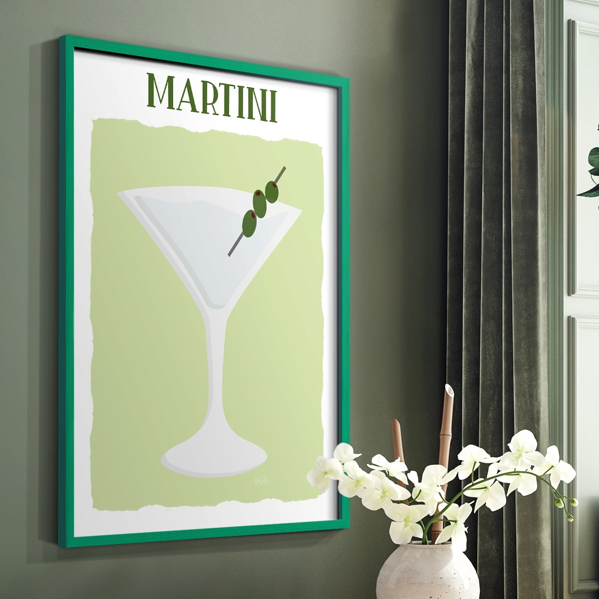 Martini in Green Solid Wood 8 x 10 Framed Print
