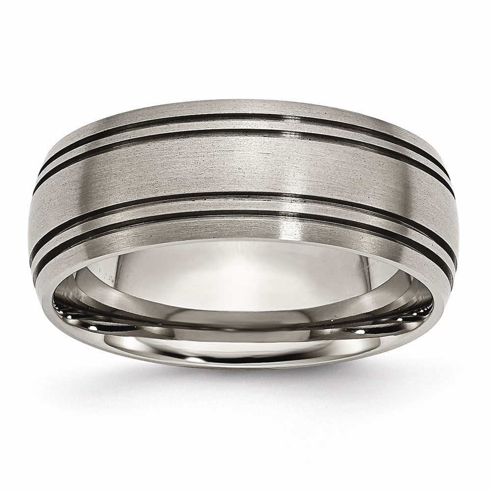 Jewels By Lux Titanium Sterling Silver Inlay 8mm Brushed Band