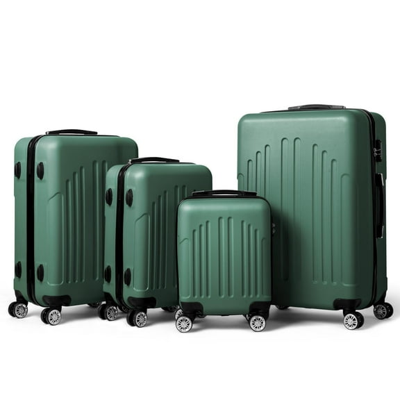 Hyxoo 16" 20" 24 28" Luggage Travel 4-in-1 Set Bag Trolley Hard Shell Rolling Suitcase, Retro Green