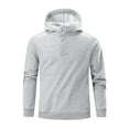 thumbnail image 3 of qolati Fleece Sweatshirts for Men Quarter Button Pullover Sweater Winter Warm Hooded Tops Casual Mock Neck Thermal Fuzzy Plush Hoodies Gray S, 3 of 5