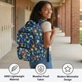 thumbnail image 5 of Yspwyqan Cute Dinosaur School Backpack for Kids, 17 Inch 600D Polyester Lightweight Bookbag, Multi-Pocket Fits 15.6 Laptop, Just A Boy for Elementary Middle Travel Back to School, 5 of 7