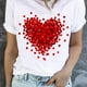 thumbnail image 1 of Camiseta con estampado de corazones para regalos de San Valentín, camiseta de manga corta con cuello redondo, tops informales para todos los días, ropa de mujer, 1 of 4