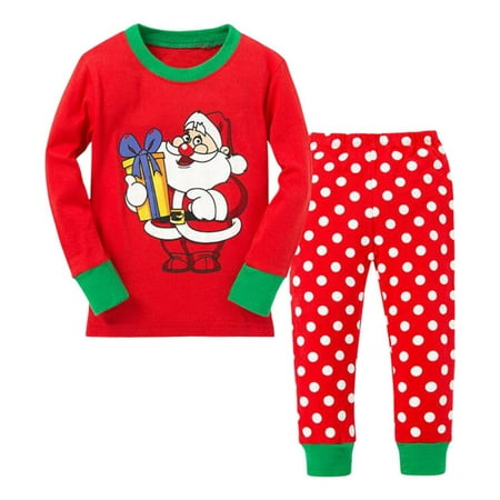 

SYNPOS 2PCS Toddler Baby Boys Girls Christmas Pajamas Sets Kids T Shirt Pants Set Loungewear Long Sleeve Sleepwear 1-7 Years