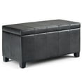 thumbnail image 4 of Dover 36 inch Wide Contemporary Storage Ottoman Bench in Distressed Black Vegan Leather, 4 of 8